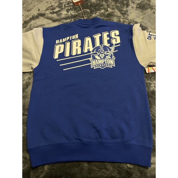 SMALL Men’s Mitchell & Ness Hampton Pirates  Blue White Sweatshirt - Picture 7 of 9